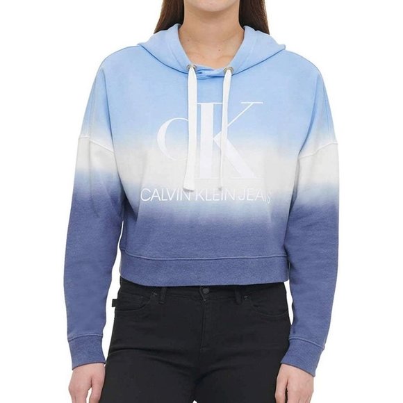 Calvin Klein Tie Dye Crop Hooded Sweatshirt - Picture 10 of 12